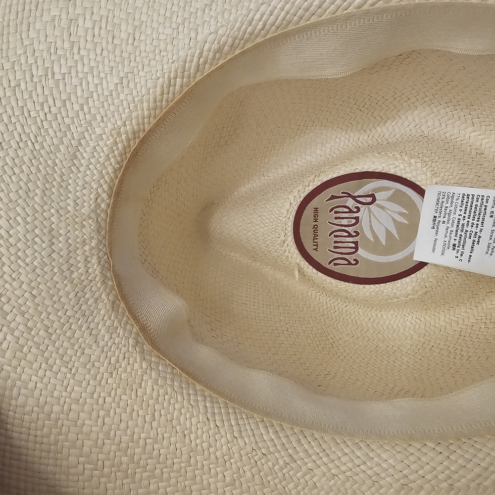 $345 Authentic MaxMara Urago Logo Ribbon Straw Hat in Cream - Picture 8 of 10